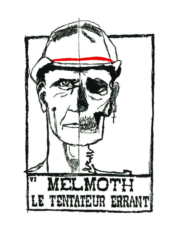 gravure sur bois de la série des messagers (monstres hybrides de la littérature fantastique et gothique) créés par violaine fayolle artiste plasticienne française bretonne dracula frankenstein jekyll hyde melmoth von bek moorcok bram stocker hadaly villiers de lisle adam mary shelley diable wood engraving / woodcut of the series of messengers created by violaine fayolle french artist from Brittany - estampe print xylographie xylography (hybrid monsters from fantasy and gothic literature)