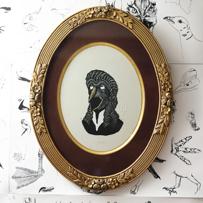 gravure nature sculpture exposition exhibition art contemporain France bretagne lorient estampe xylographie installation étrange mystère curieux cabinet wunderkammer beauty déco art décoration cadre ancien Napoléon III contemporary artist artiste lorient woodcut gravure bois prints print