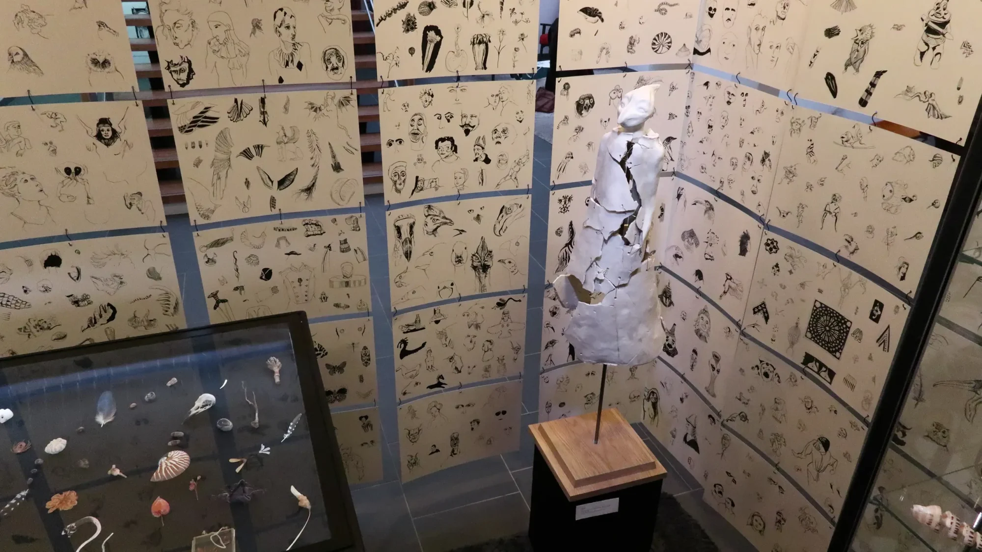 gravure nature sculpture exposition exhibition art contemporain France bretagne lorient estampe xylographie installation contemporary artist artiste lorient woodcut gravure bois prints print dessins draws naturalistes naturalist