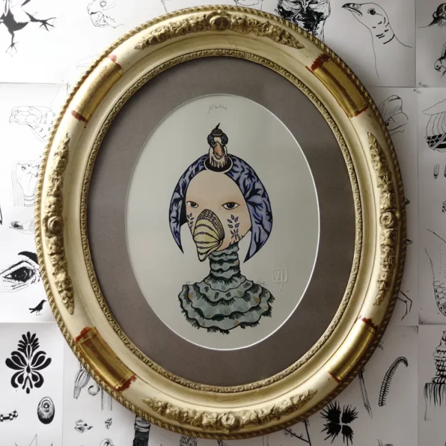 gravure nature sculpture exposition exhibition art contemporain France bretagne lorient estampe xylographie installation étrange mystère curieux cabinet wunderkammer beauty déco art décoration cadre ancien Napoléon III contemporary artist artiste lorient woodcut gravure bois prints print