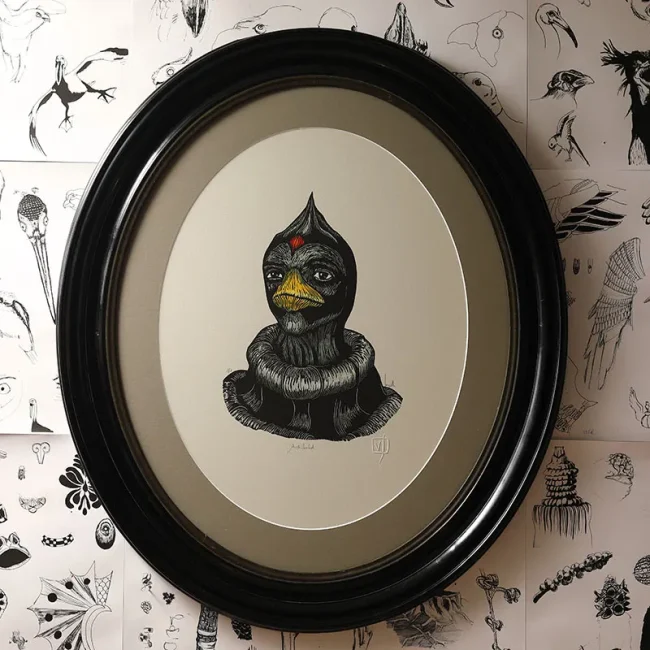 gravure nature sculpture exposition exhibition art contemporain France bretagne lorient estampe xylographie installation étrange mystère curieux cabinet wunderkammer beauty déco art décoration cadre ancien Napoléon III contemporary artist artiste lorient woodcut gravure bois prints print