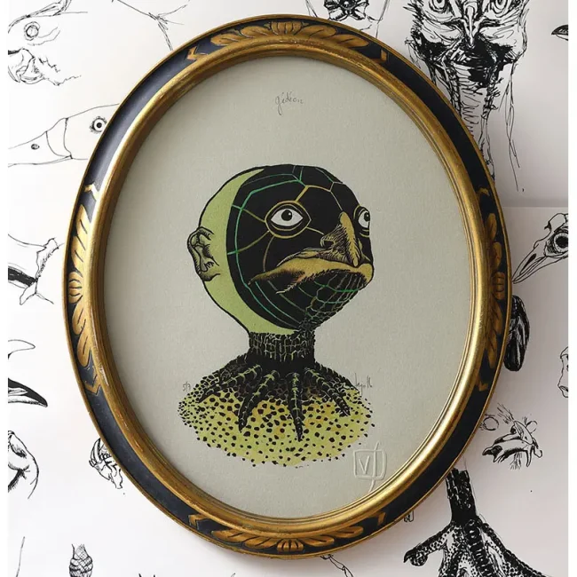 gravure nature sculpture exposition exhibition art contemporain France bretagne lorient estampe xylographie installation étrange mystère curieux cabinet wunderkammer beauty déco art décoration cadre ancien Napoléon III contemporary artist artiste lorient woodcut gravure bois prints print