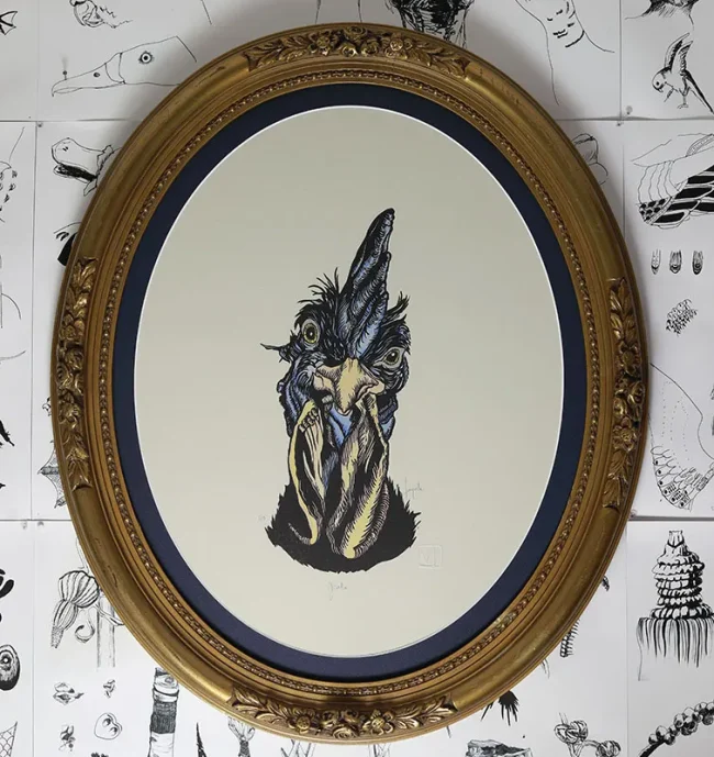 gravure nature sculpture exposition exhibition art contemporain France bretagne lorient estampe xylographie installation étrange mystère curieux cabinet wunderkammer beauty déco art décoration cadre ancien Napoléon III contemporary artist artiste lorient woodcut gravure bois prints print