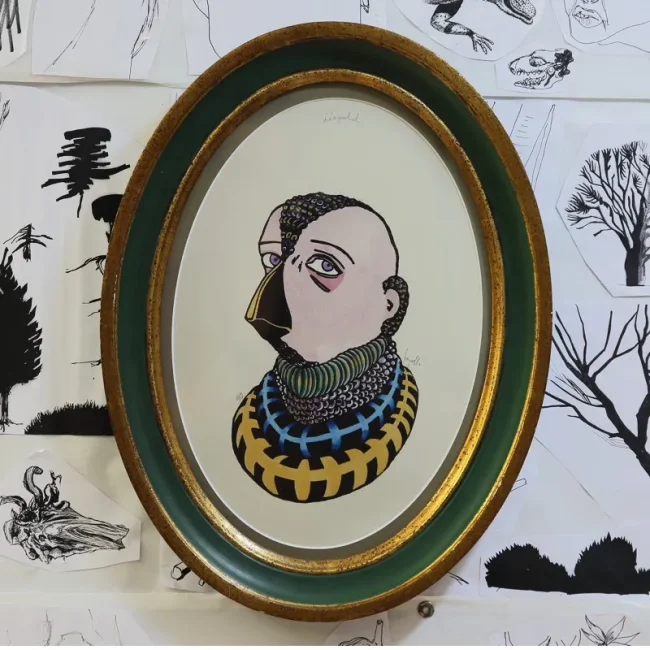 gravure nature sculpture exposition exhibition art contemporain France bretagne lorient estampe xylographie installation étrange mystère curieux cabinet wunderkammer beauty déco art décoration cadre ancien Napoléon III contemporary artist artiste lorient woodcut gravure bois prints print