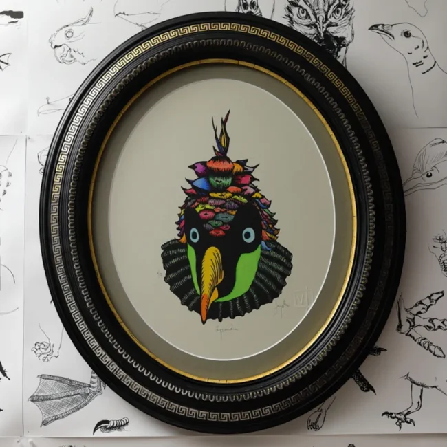 gravure nature sculpture exposition exhibition art contemporain France bretagne lorient estampe xylographie installation étrange mystère curieux cabinet wunderkammer beauty déco art décoration cadre ancien Napoléon III contemporary artist artiste lorient woodcut gravure bois prints print