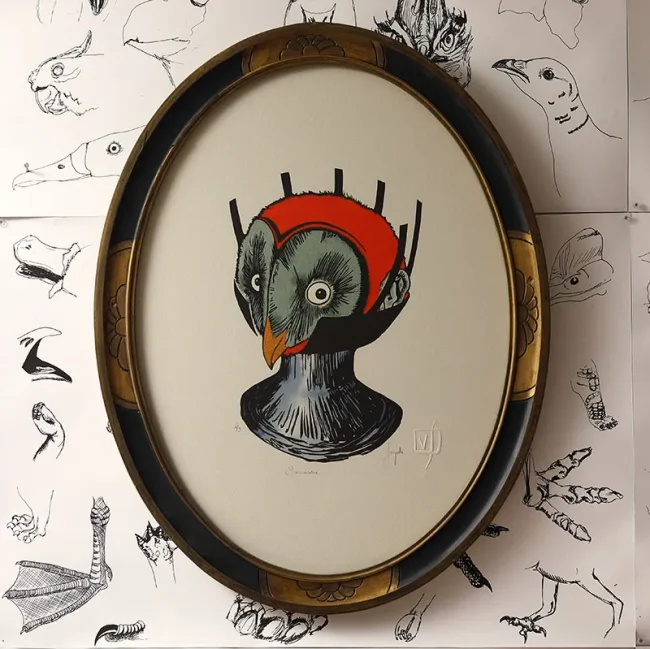 gravure nature sculpture exposition exhibition art contemporain France bretagne lorient estampe xylographie installation étrange mystère curieux cabinet wunderkammer beauty déco art décoration cadre ancien Napoléon III contemporary artist artiste lorient woodcut gravure bois prints print